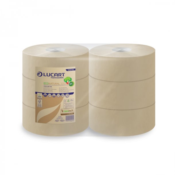 Toiletpapir, 2-lags bredygtigt &amp; komfortabelt, 6 jumboruller  300m