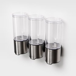 Vandtt dispenser - sbe, shampoo, hndsprit (gel). Berringsfri. Regulerbar mngde. Trippel.