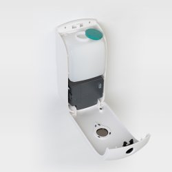 Dispenser - sbe, hndsprit (gel). Berringsfri. Genopfyldelig. Regulerbar mngde.