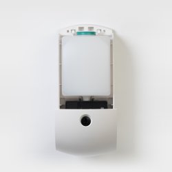 Dispenser til skummende sbe/hnddesinfektion. Berringsfri. Genopfyldelig. Regulerbar mngde.