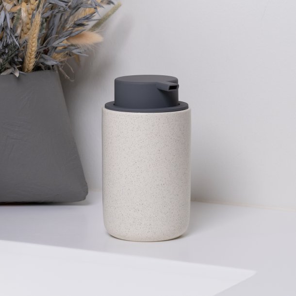 S�bedispenser i glat keramik til skums�be og flydende s�be Hvid